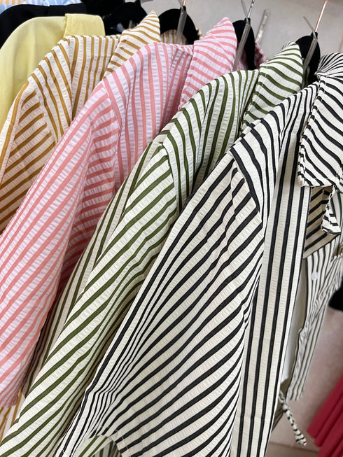 Summer Short Sleeves Strips Shirts With Short and Crop Camisoley